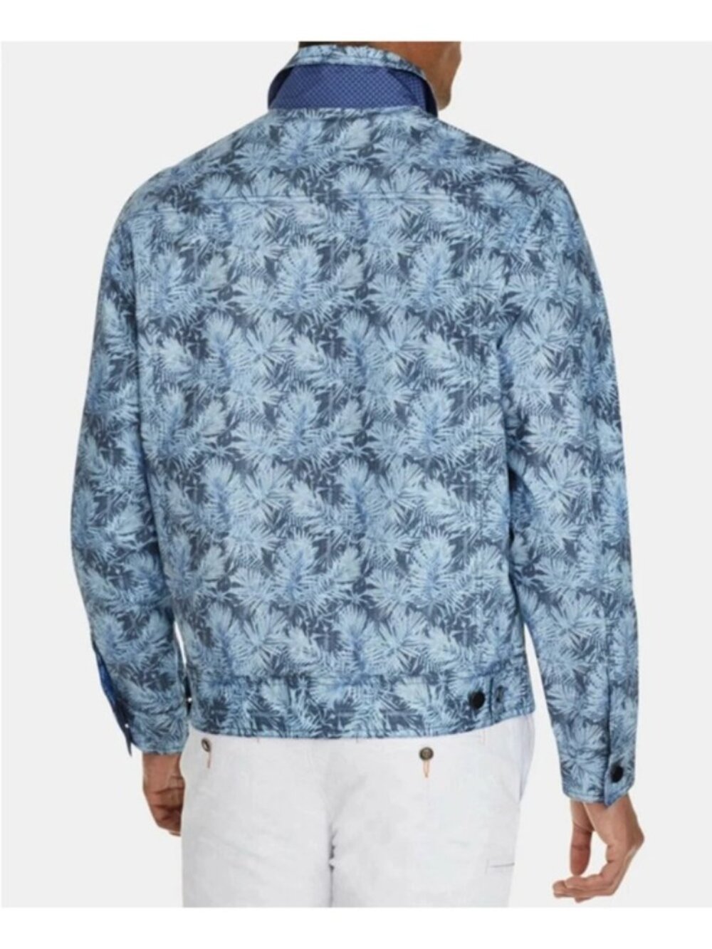 Tallia Sport Men's Blue Leaf Trucker Jacket Cotton Stretch size Large - Picture 3 of 16